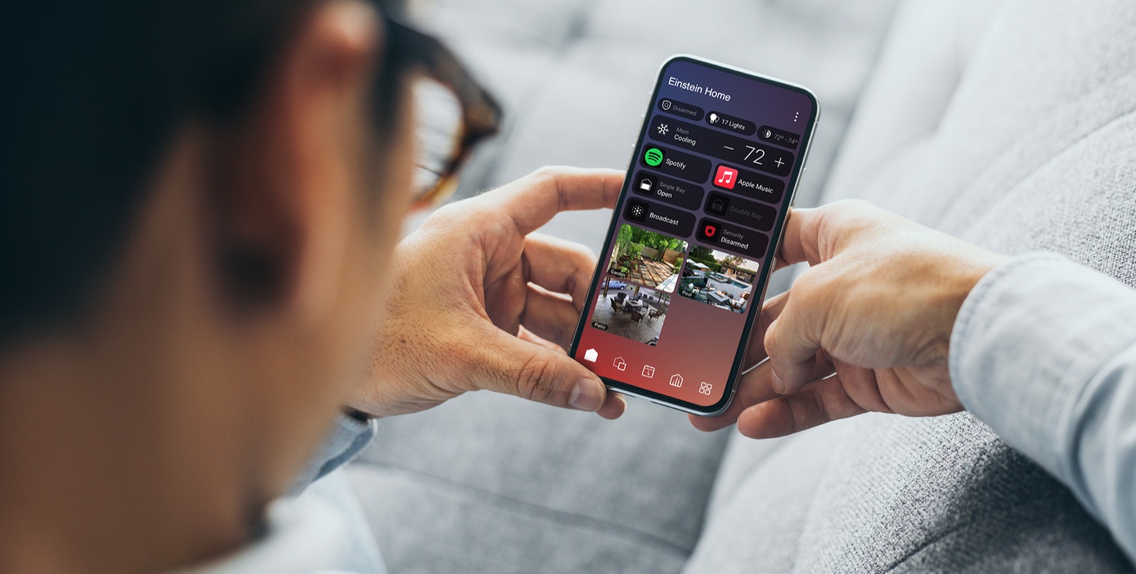 The Control4 X4 app home screen on a phone