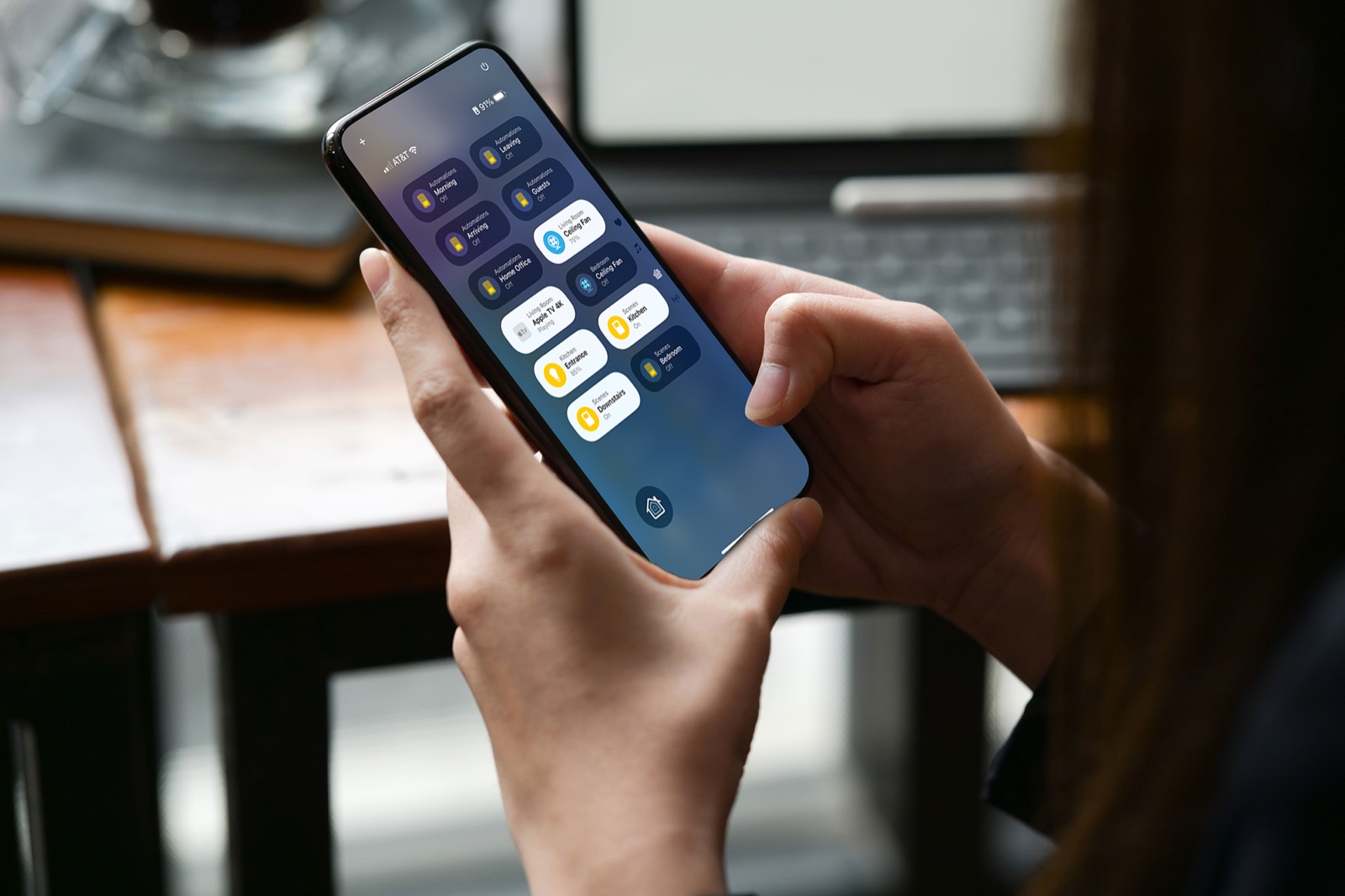 Control4 scenes shown on an iPhone with Apple integration