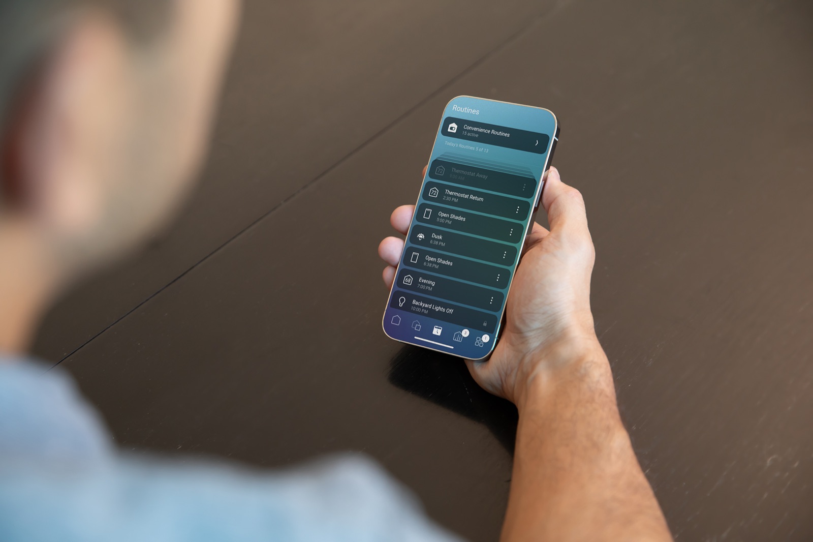 The Control4 X4 Routines editor on a phone