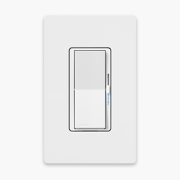 White Diva smart dimmer with a paddle switch and side slider