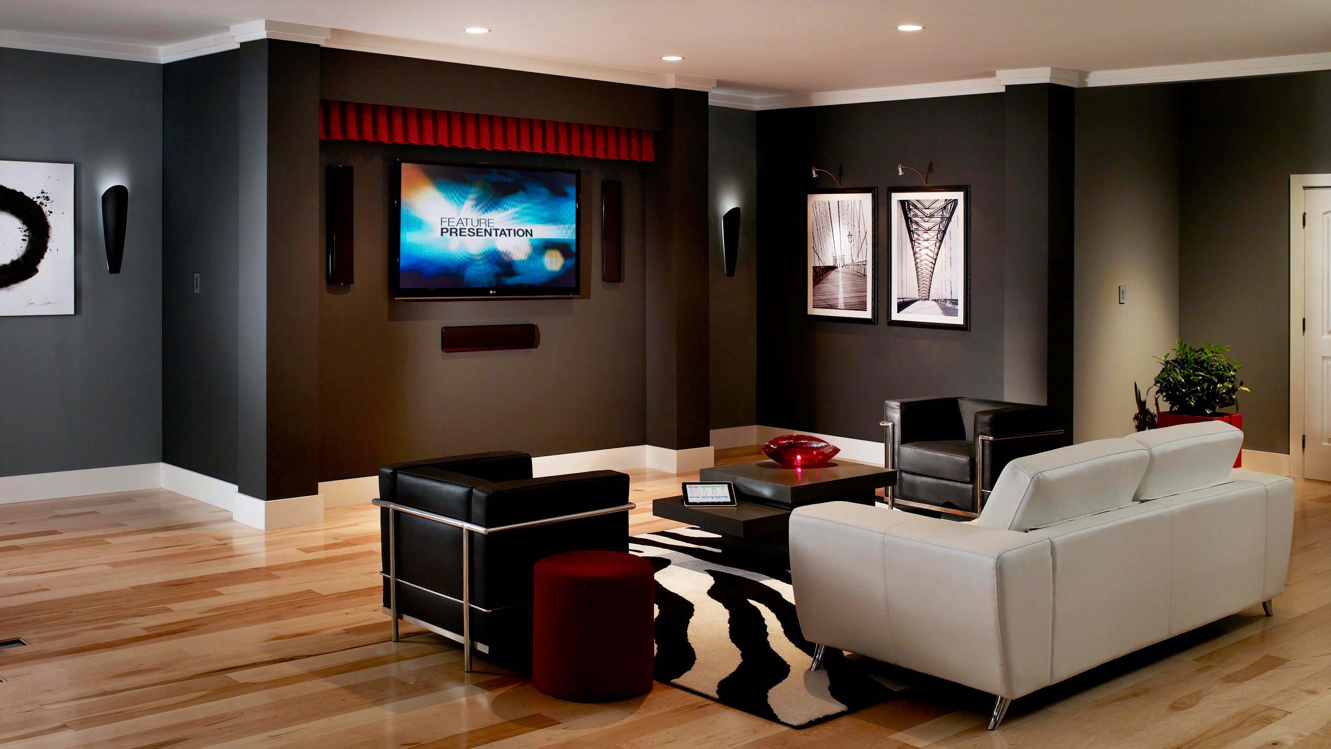 A media room controlled from a single Control4 remote, Austin TX