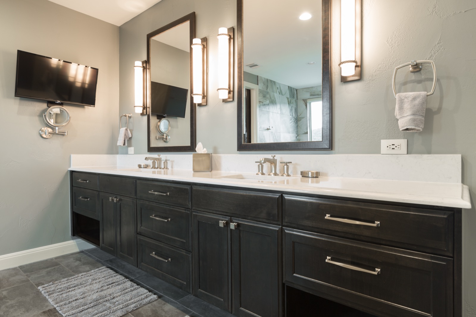 Wall-mounted TV in the master bath