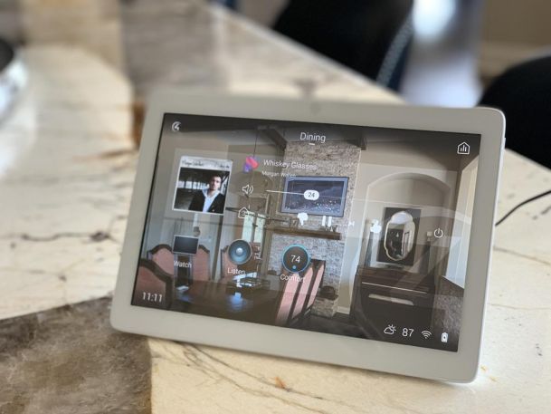 Touch panel with interface on countertop