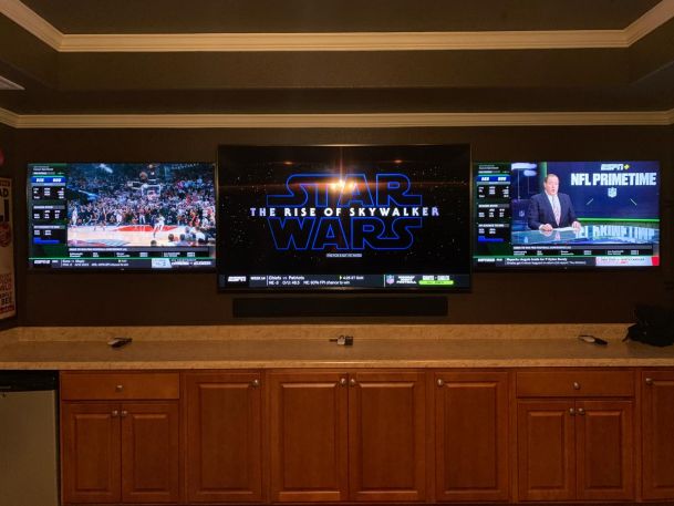 Speaker mounted on patio at home